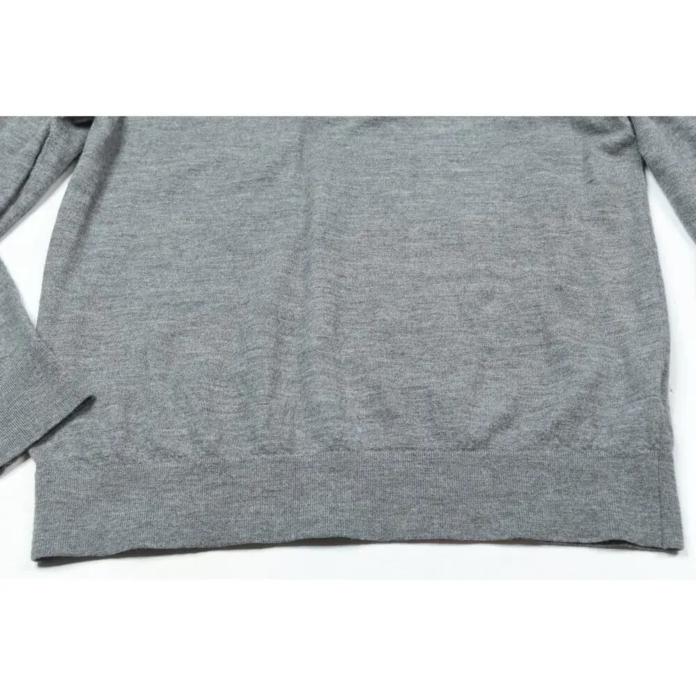 Banana Republic Merino Wool Mock Neck Sweater Mens Large Gray Long Sleeve Slim